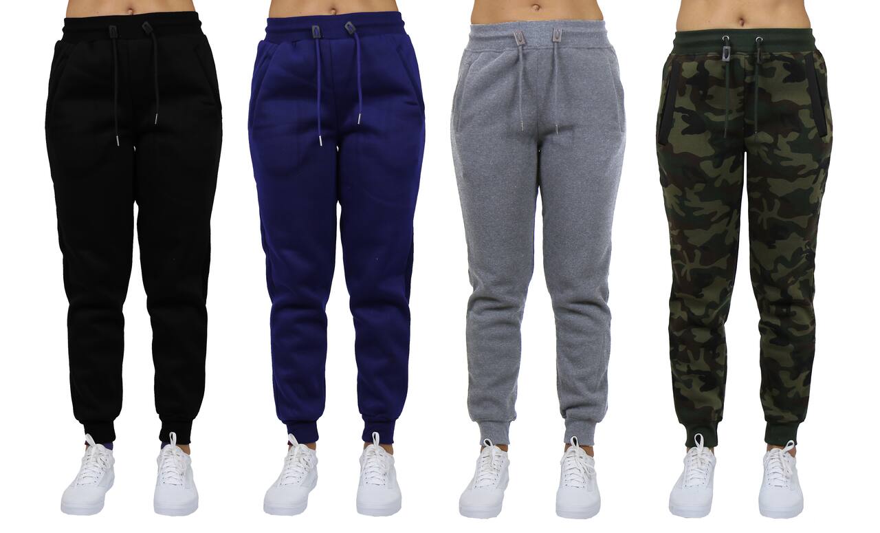 Galaxy by Harvic Women's Relaxed Fit Fleece-Lined Jogger Sweatpants 4 Pack